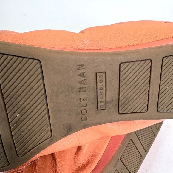 Cole Haan Ballet Flats Coral Pink Leather Bow Gold Hardware W06861 8B - Picture 9 of 9